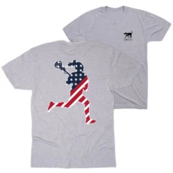 Girls Lacrosse Short Sleeve T-Shirt - Play Lax For USA (Back Design)