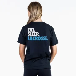 Lacrosse Short Sleeve T-Shirt - Eat. Sleep. Lacrosse. (Back Design) -Sport Play Mode lx 12671 BLACK FEMALE BACK