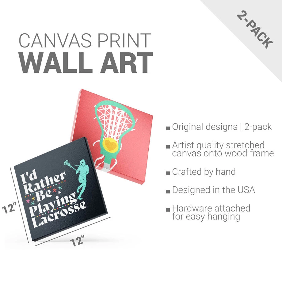 Girls Lacrosse Canvas Wall Art - Rather Be Playing Lacrosse - 2 Piece Set 2 Girls Lacrosse Canvas Wall Art - Rather Be Playing Lacrosse - 2 Piece Set - Image 2