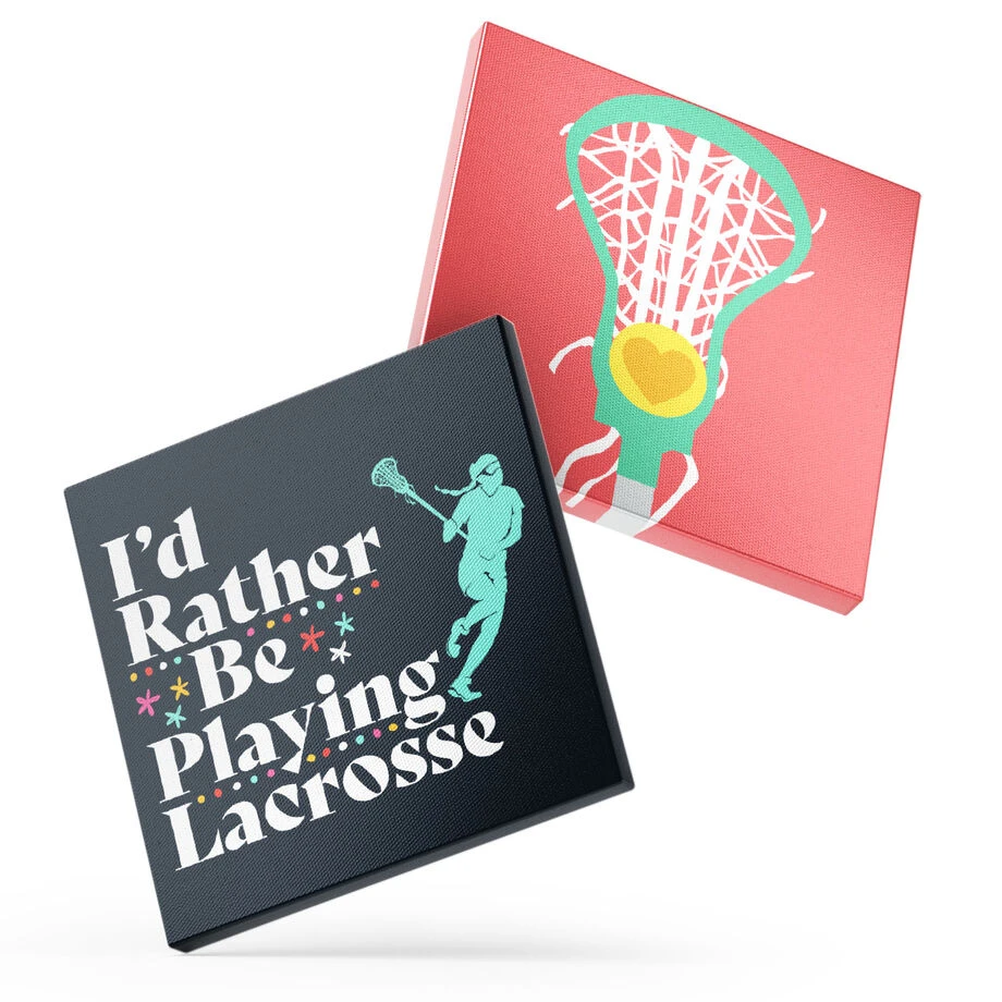 Girls Lacrosse Canvas Wall Art - Rather Be Playing Lacrosse - 2 Piece Set 1 Girls Lacrosse Canvas Wall Art - Rather Be Playing Lacrosse - 2 Piece Set