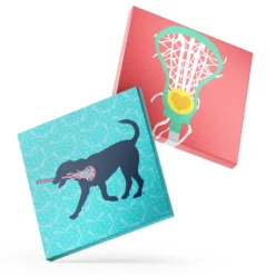 Girls Lacrosse Canvas Wall Art - Lula The Lax Dog - 2 Piece Set