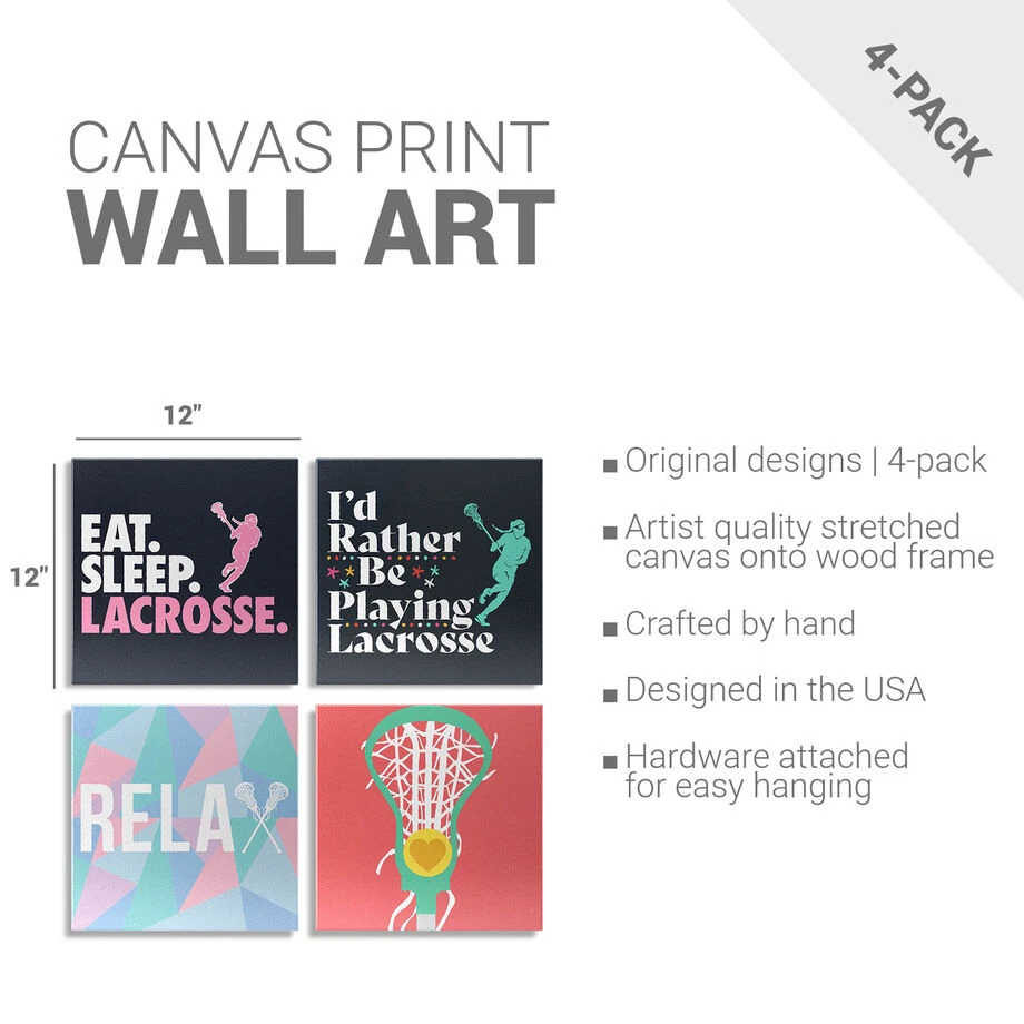 Girls Lacrosse Canvas Wall Art - Lacrosse Girl - 4 Piece Set 2 Girls Lacrosse Canvas Wall Art - Lacrosse Girl - 4 Piece Set - Image 2