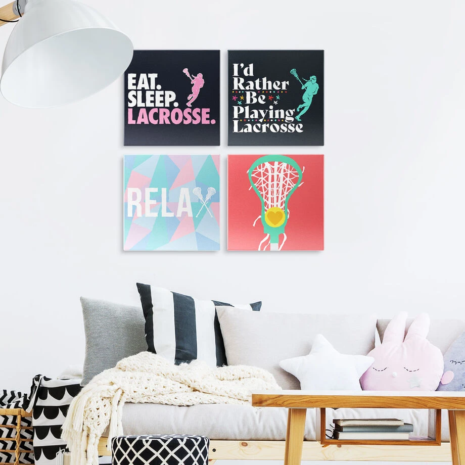 Girls Lacrosse Canvas Wall Art - Lacrosse Girl - 4 Piece Set 3 Girls Lacrosse Canvas Wall Art - Lacrosse Girl - 4 Piece Set - Image 3