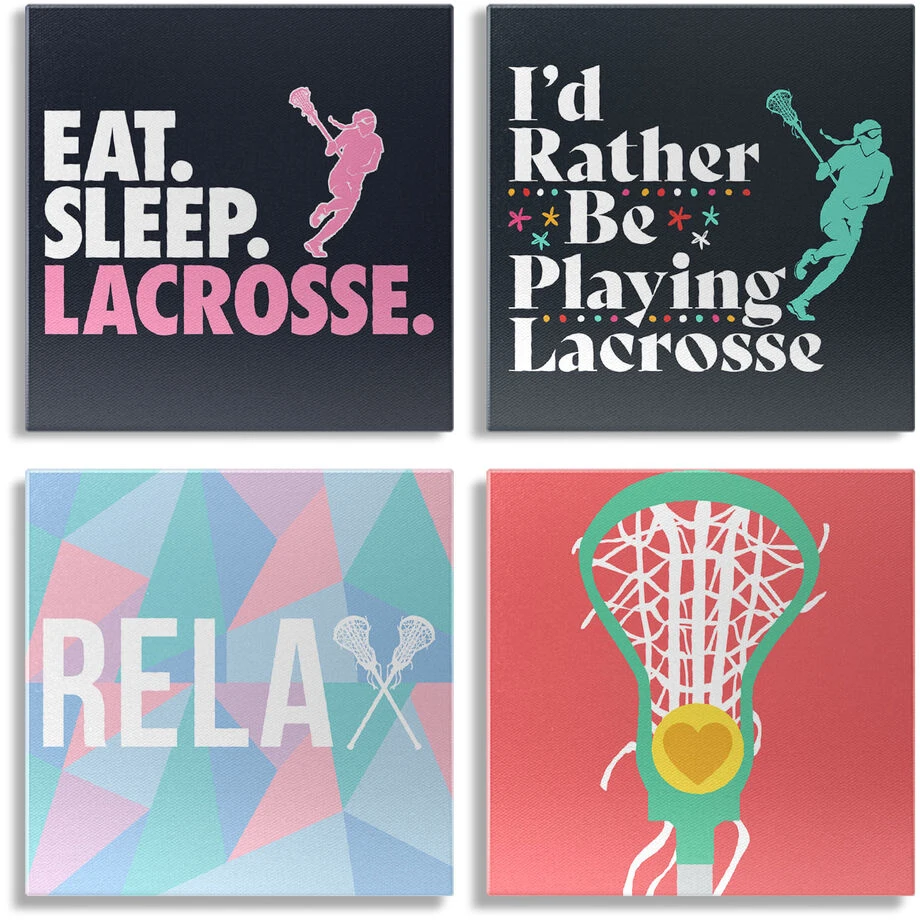 Girls Lacrosse Canvas Wall Art - Lacrosse Girl - 4 Piece Set 1 Girls Lacrosse Canvas Wall Art - Lacrosse Girl - 4 Piece Set