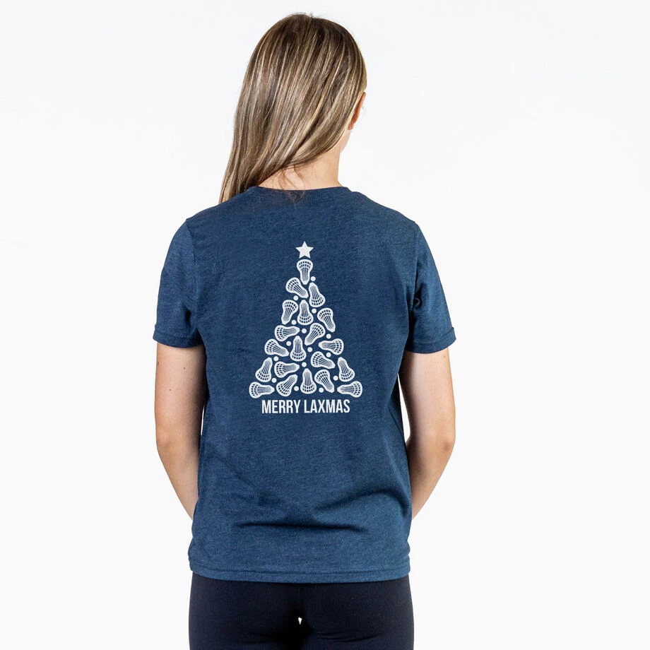 Girls Lacrosse Short Sleeve T-Shirt - Merry Laxmas Tree (Back Design) 2 Girls Lacrosse Short Sleeve T-Shirt - Merry Laxmas Tree (Back Design) - Image 2