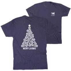 Girls Lacrosse Short Sleeve T-Shirt - Merry Laxmas Tree (Back Design) 