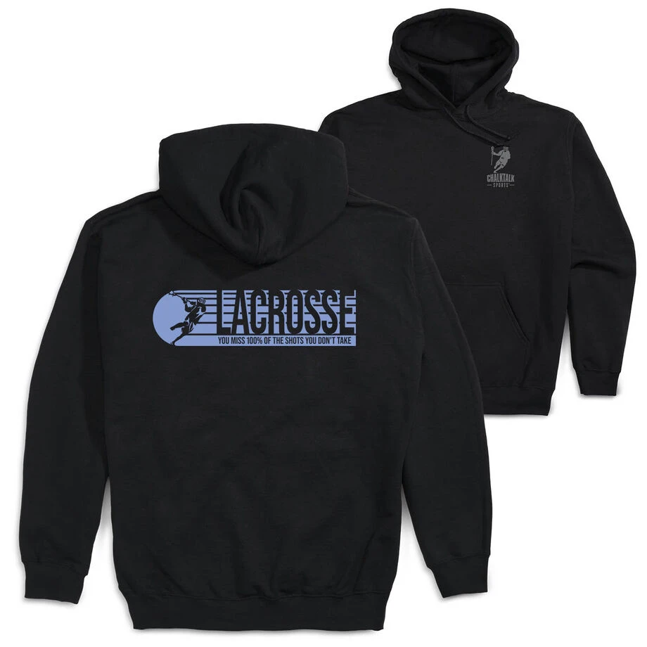 Guys Lacrosse Hooded Sweatshirt - Lacrosse 100% Of The Shots (Back Design) 1 Guys Lacrosse Hooded Sweatshirt - Lacrosse 100% Of The Shots (Back Design)
