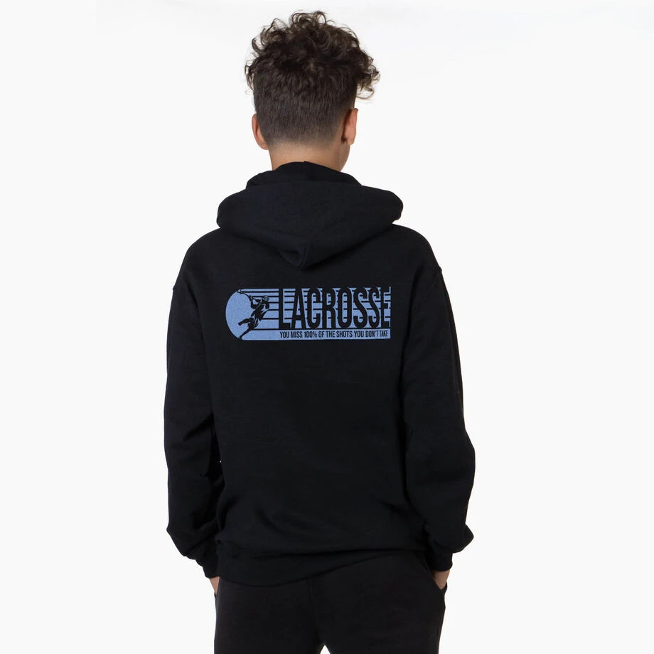 Guys Lacrosse Hooded Sweatshirt - Lacrosse 100% Of The Shots (Back Design) 2 Guys Lacrosse Hooded Sweatshirt - Lacrosse 100% Of The Shots (Back Design) - Image 2
