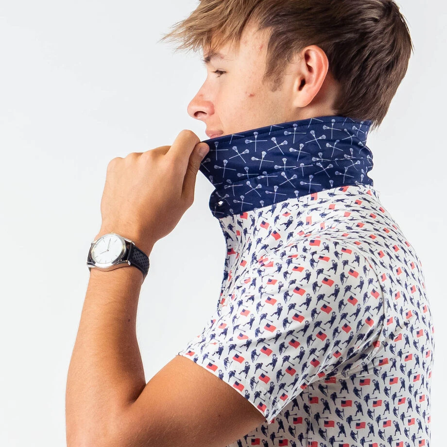 Guys Lacrosse Short Sleeve Polo Shirt - Patriotic 4 Guys Lacrosse Short Sleeve Polo Shirt - Patriotic - Image 4