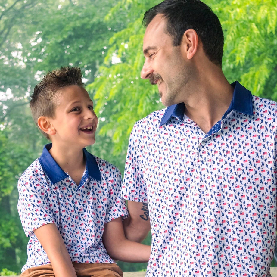 Guys Lacrosse Short Sleeve Polo Shirt - Patriotic 3 Guys Lacrosse Short Sleeve Polo Shirt - Patriotic - Image 3