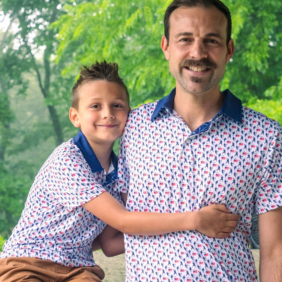 Guys Lacrosse Short Sleeve Polo Shirt - Patriotic 8 Guys Lacrosse Short Sleeve Polo Shirt - Patriotic - Image 8