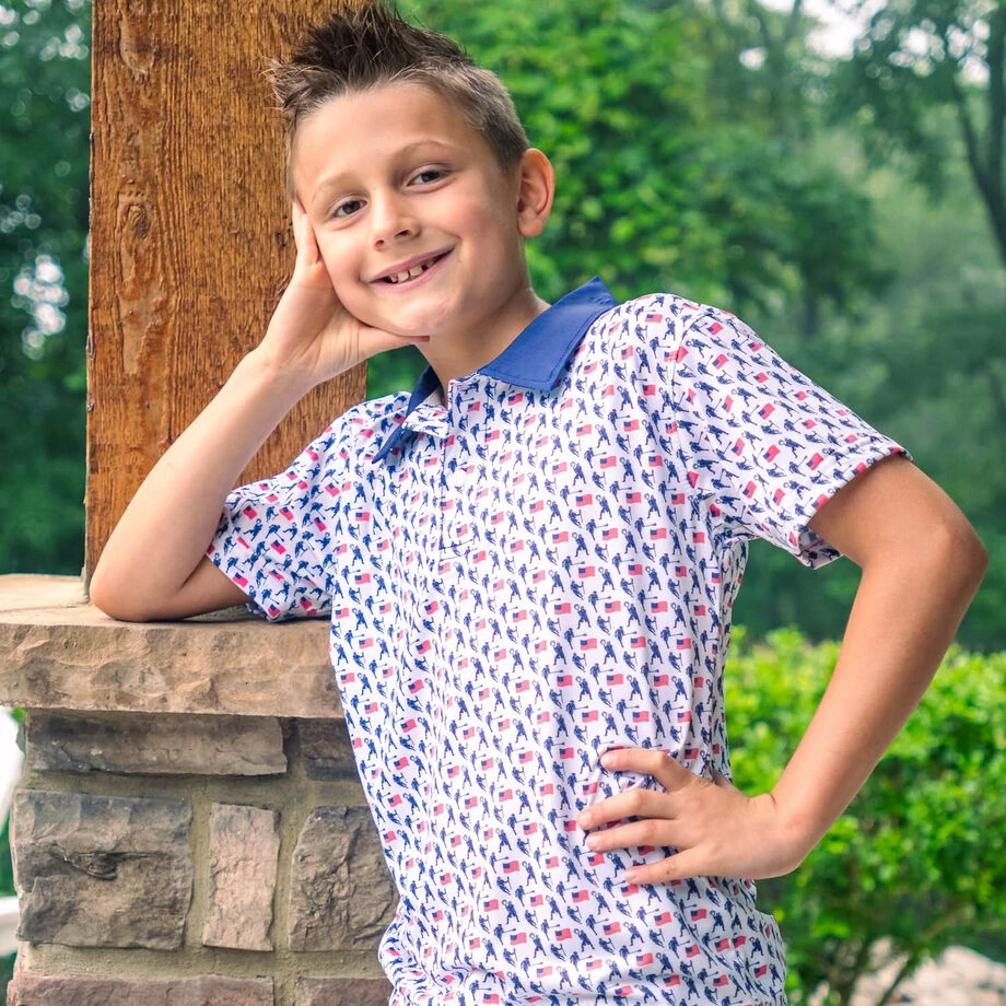 Guys Lacrosse Short Sleeve Polo Shirt - Patriotic 6 Guys Lacrosse Short Sleeve Polo Shirt - Patriotic - Image 6