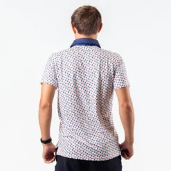 Guys Lacrosse Short Sleeve Polo Shirt - Patriotic 19 Guys Lacrosse Short Sleeve Polo Shirt - Patriotic -Sport Play Mode lx 12953 MODEL BACK