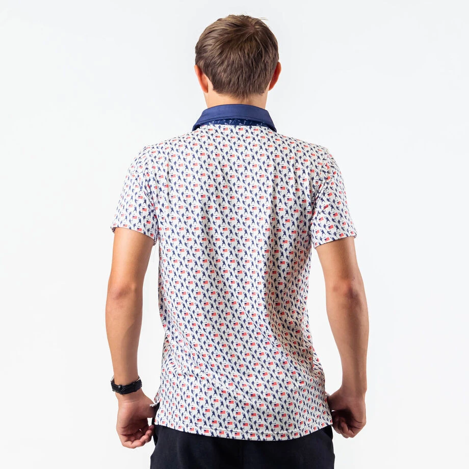 Guys Lacrosse Short Sleeve Polo Shirt - Patriotic 9 Guys Lacrosse Short Sleeve Polo Shirt - Patriotic - Image 9