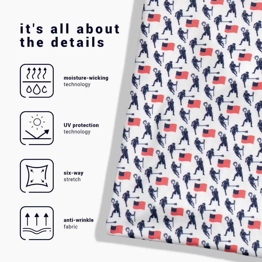 Guys Lacrosse Short Sleeve Polo Shirt - Patriotic 5 Guys Lacrosse Short Sleeve Polo Shirt - Patriotic - Image 5