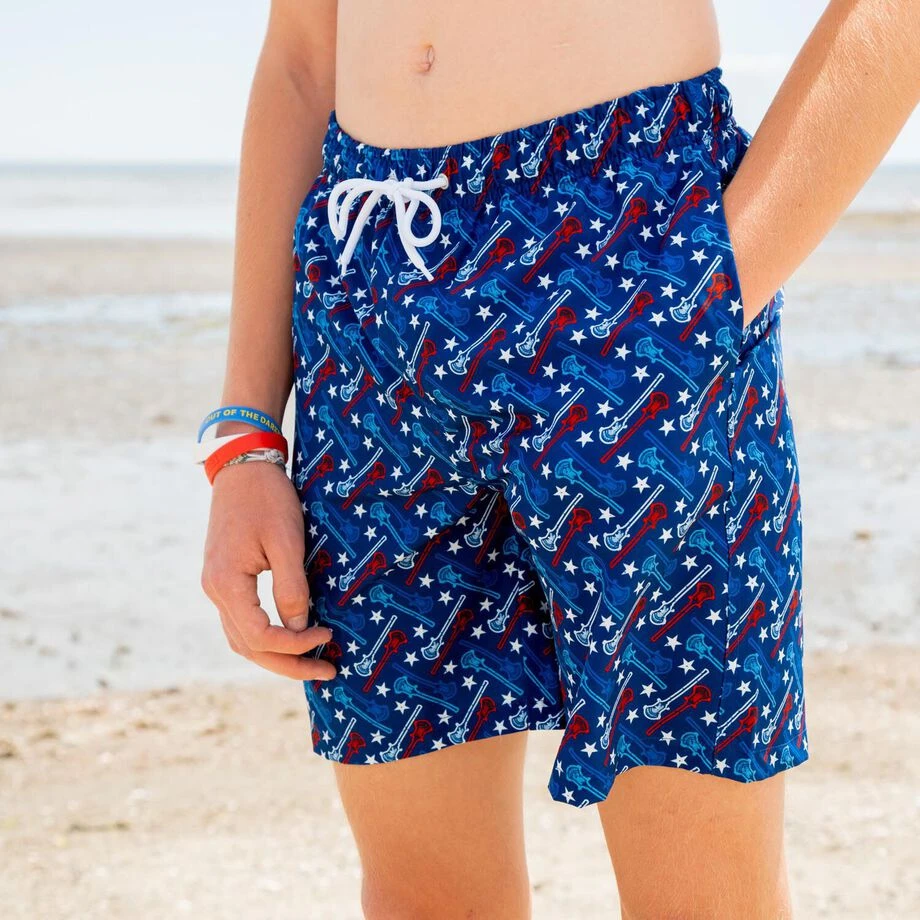 Guys Lacrosse Swim Trunks - All American Lacrosse - V1 2 Guys Lacrosse Swim Trunks - All American Lacrosse - V1 - Image 2