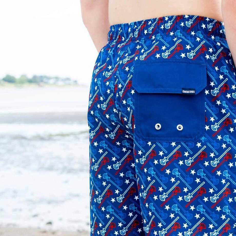 Guys Lacrosse Swim Trunks - All American Lacrosse - V1 3 Guys Lacrosse Swim Trunks - All American Lacrosse - V1 - Image 3