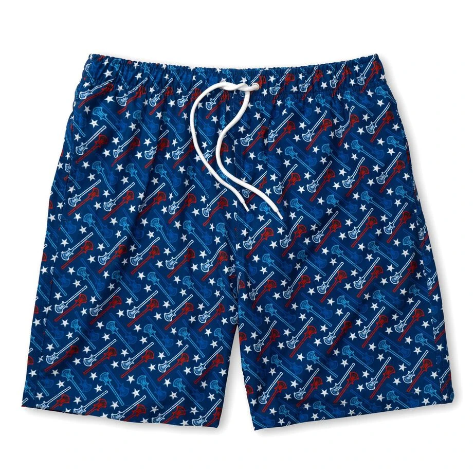 Guys Lacrosse Swim Trunks - All American Lacrosse - V1 1 Guys Lacrosse Swim Trunks - All American Lacrosse - V1