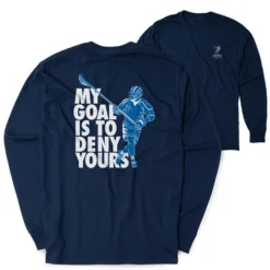 Guys Lacrosse Tshirt Long Sleeve - My Goal Is To Deny Yours Defenseman (Back Design)