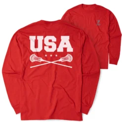 Guys Lacrosse Tshirt Long Sleeve - USA Lacrosse (Back Design)