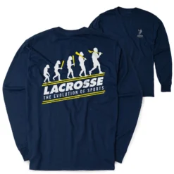 Guys Lacrosse Tshirt Long Sleeve - Evolution Of Lacrosse (Back Design)