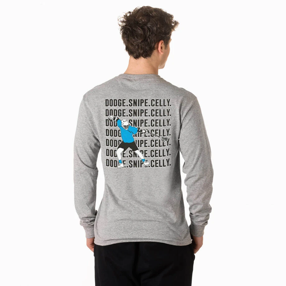 Guys Lacrosse Tshirt Long Sleeve - Dodge Snipe Celly (Back Design) 2 Guys Lacrosse Tshirt Long Sleeve - Dodge Snipe Celly (Back Design) - Image 2