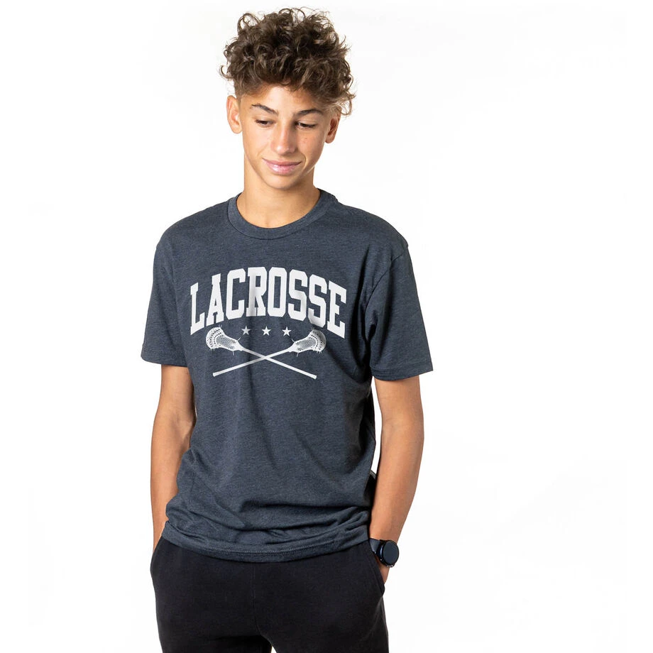 Guys Lacrosse Short Sleeve T-Shirt - Crossed Sticks 2 Guys Lacrosse Short Sleeve T-Shirt - Crossed Sticks - Image 2