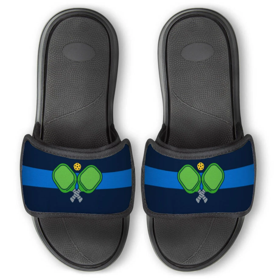 Pickleball Repwell® Slide Sandals - Crossed Paddles 1 Pickleball Repwell® Slide Sandals - Crossed Paddles