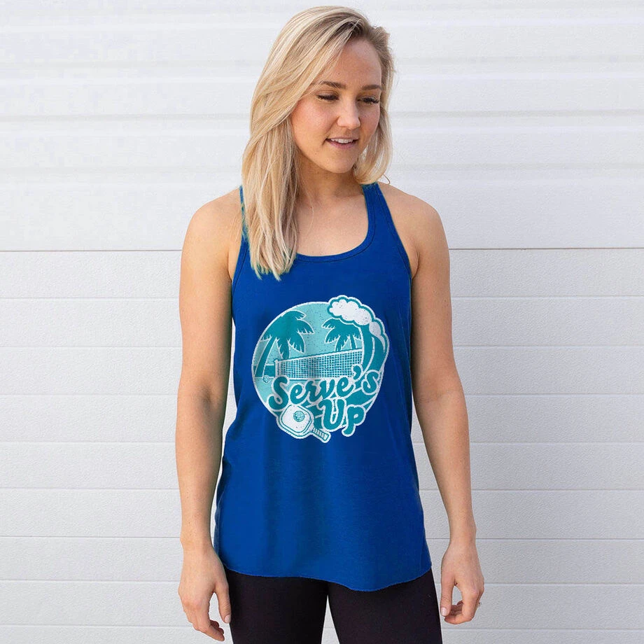 Pickleball Flowy Racerback Tank Top - Serve's Up 2 Pickleball Flowy Racerback Tank Top - Serve's Up - Image 2