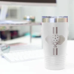 Pickleball 20 Oz. Double Insulated Tumbler - Cross Court -Sport Play Mode pb 00118 WHITE DESK