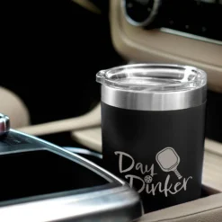 Pickleball 20 Oz. Double Insulated Tumbler - Day Dinker -Sport Play Mode pb 00119 BLACK CAR