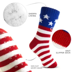 Patriotic Slipper Socks With Sherpa Lining 8 Patriotic Slipper Socks With Sherpa Lining -Sport Play Mode py 01720 DETAILS