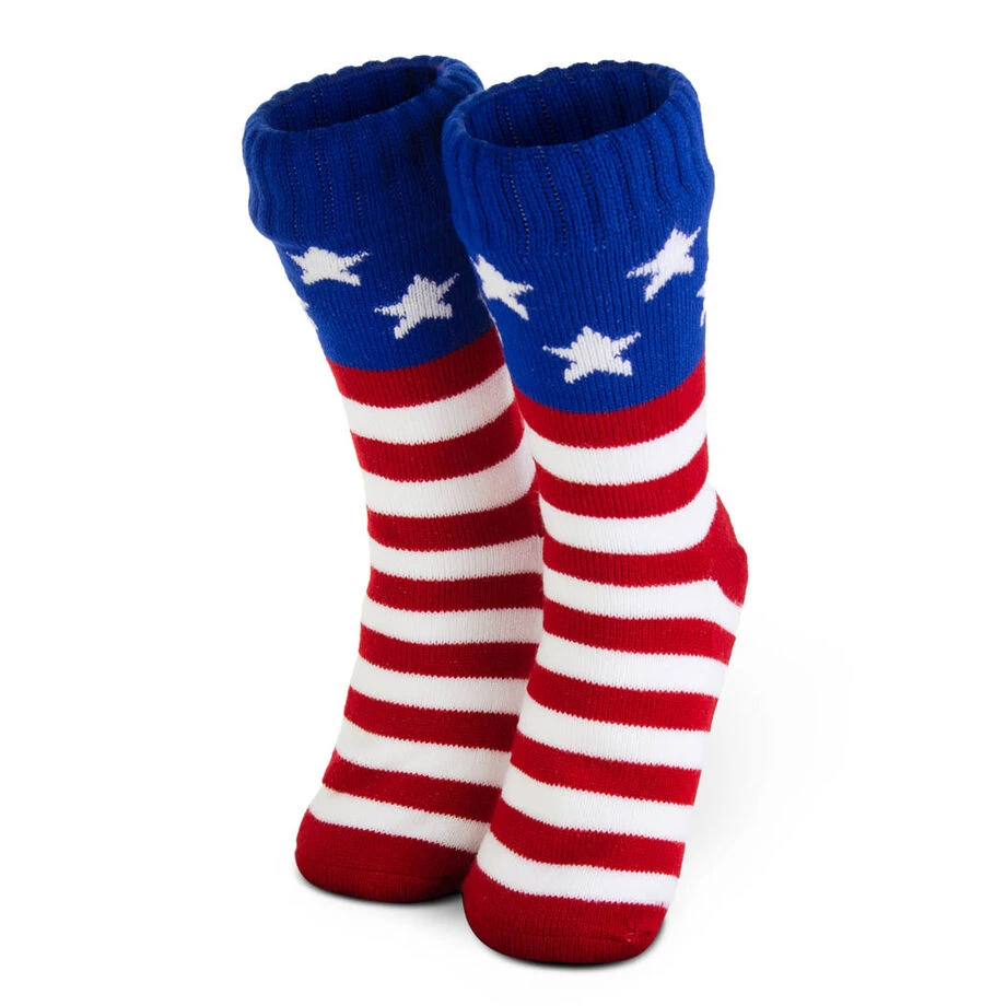 Patriotic Slipper Socks With Sherpa Lining 2 Patriotic Slipper Socks With Sherpa Lining - Image 2