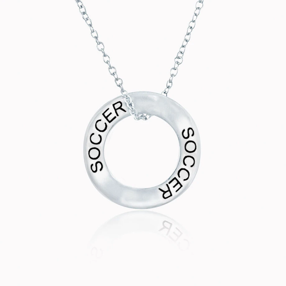 Sterling Silver Soccer Message Ring Necklace 1 Sterling Silver Soccer Message Ring Necklace