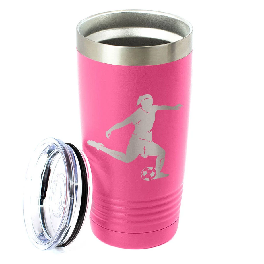 Soccer 20 Oz. Double Insulated Tumbler - Female Silhouette 2 Soccer 20 Oz. Double Insulated Tumbler - Female Silhouette - Image 2