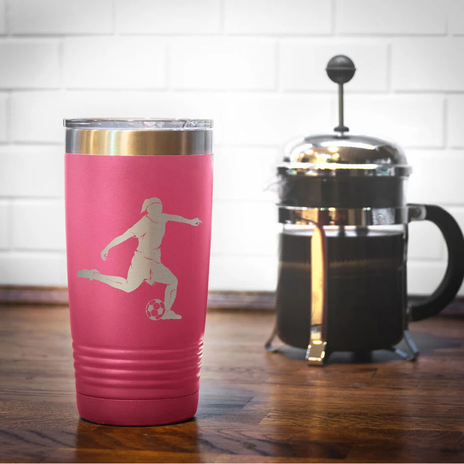 Soccer 20 Oz. Double Insulated Tumbler - Female Silhouette 6 Soccer 20 Oz. Double Insulated Tumbler - Female Silhouette - Image 6