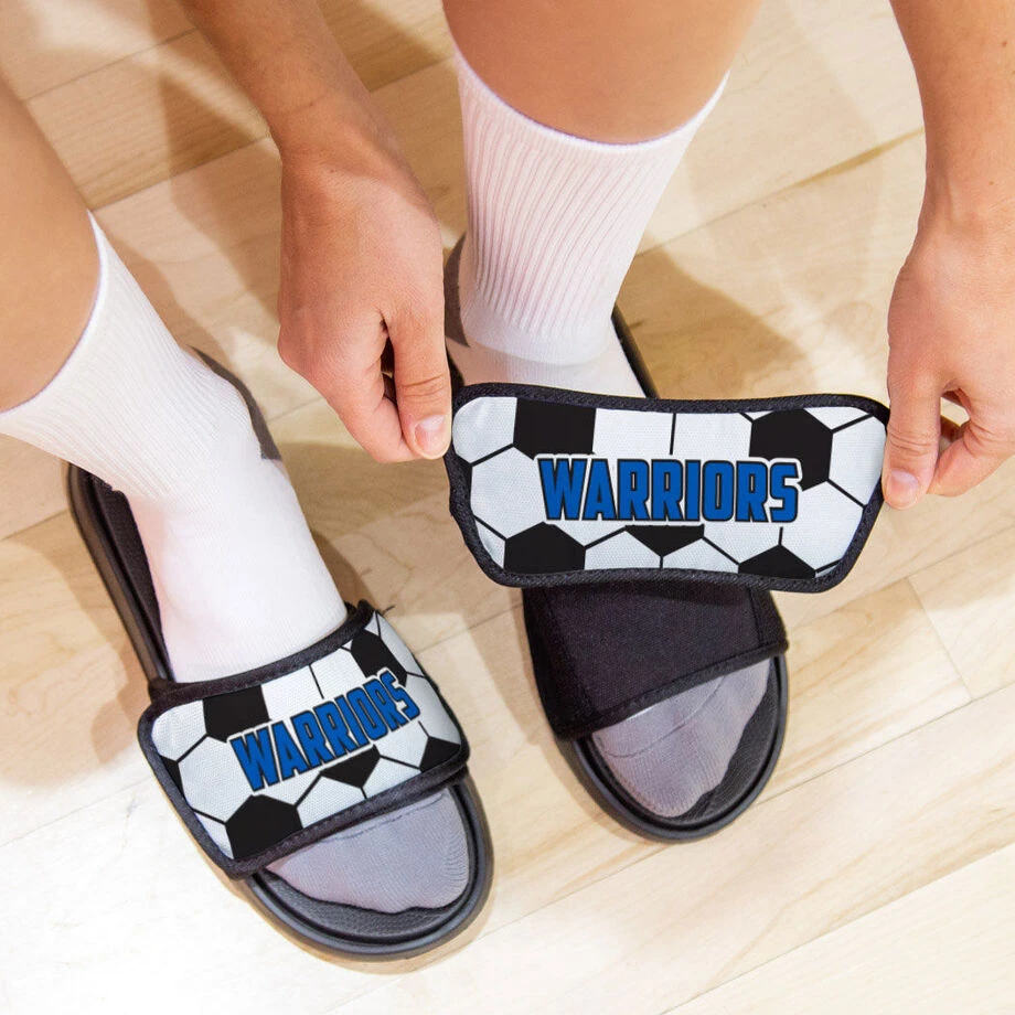 Soccer Repwell® Sandal Straps - Soccer Ball Texture With Text 4 Soccer Repwell® Sandal Straps - Soccer Ball Texture With Text - Image 4