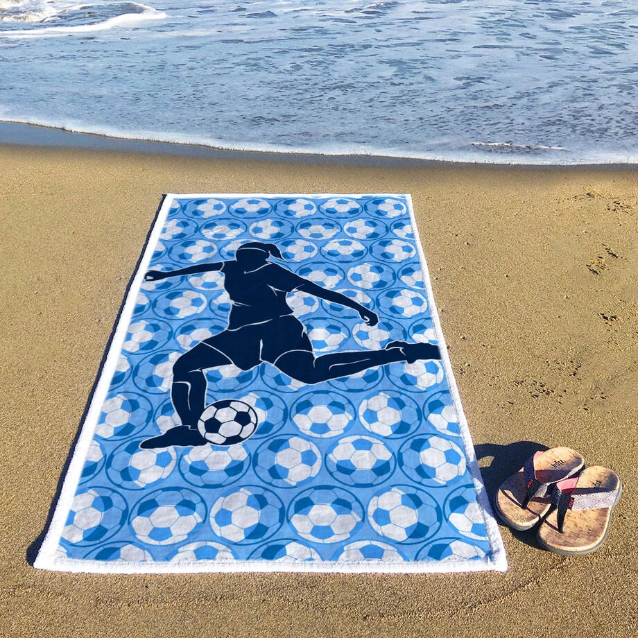 Soccer Premium Beach Towel - Girl Player 3 Soccer Premium Beach Towel - Girl Player - Image 3