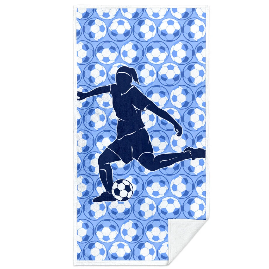 Soccer Premium Beach Towel - Girl Player 1 Soccer Premium Beach Towel - Girl Player