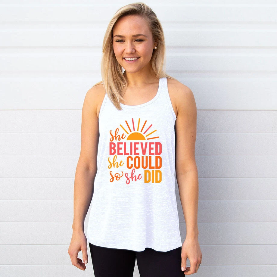 Flowy Racerback Tank Top - She Believed 2 Flowy Racerback Tank Top - She Believed - Image 2